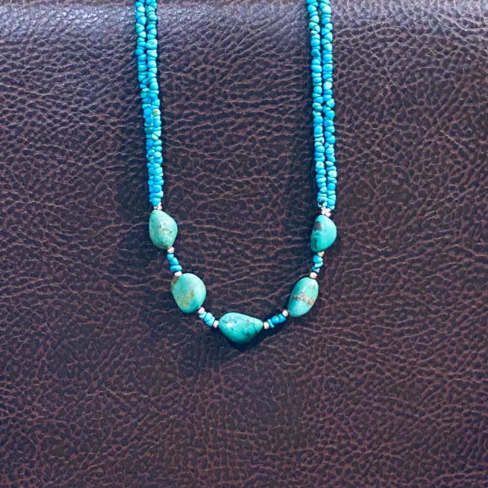 🌟8xHP🌟Turquoise Beaded Stone Necklace 21”
